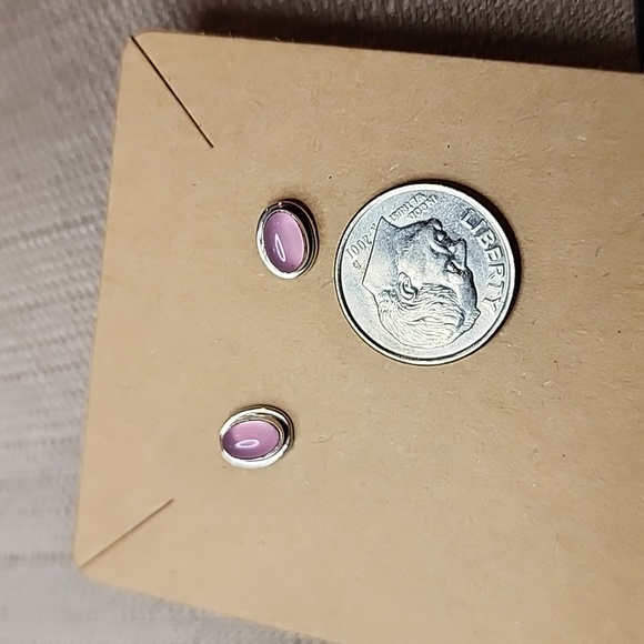 New Sterling Silver Pink Stud Earrings - Picture 5 of 6